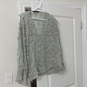 Zara Light Green Textured Blouse